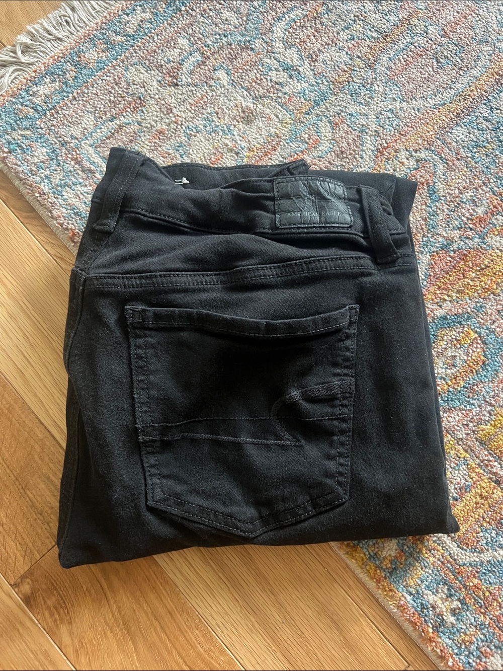 American Eagle Outfitters Vintage Black Jeggings with Leather Logo Patch